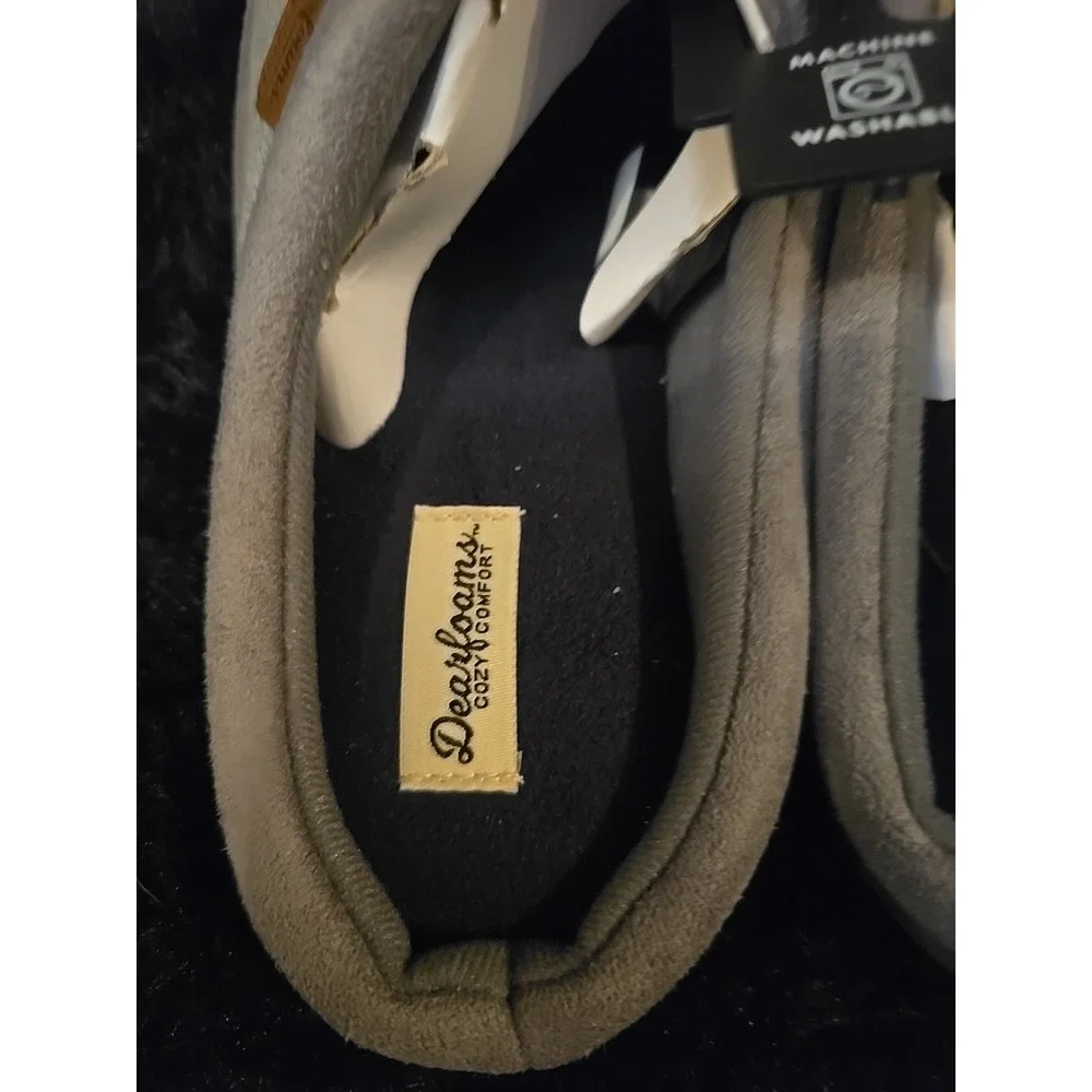 Dearfoams Cozy Comfort Gel Infused Men's Grey Slip-on Knit Clog Slippers:‎  9-10